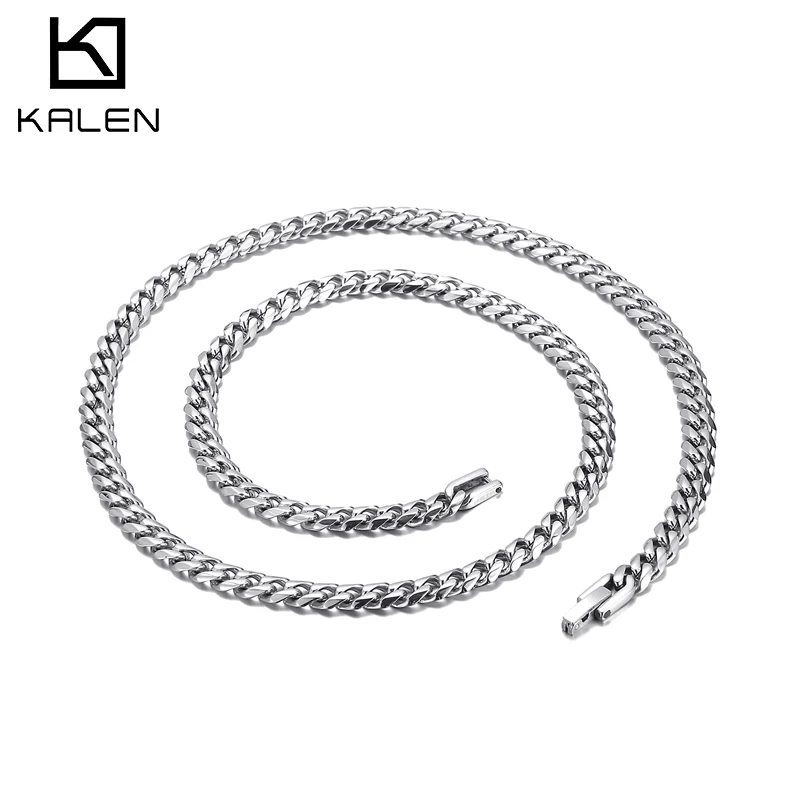Kalen 6mm Breite Edelstahl Kubanischen Curb Chain Link herren Halskette Schmuck Geschenk