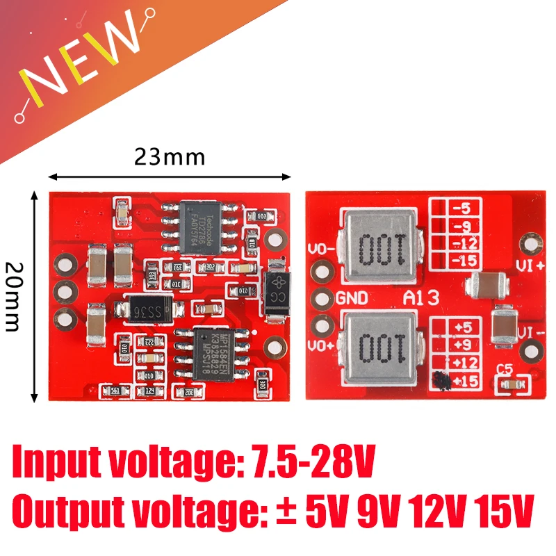 DC-DC przetwornica obniżająca napięcie płytka regulatora napięcia podwójny DC ± 5V 9V 12V 15V do 7.5-28V 1A moduł zasilania