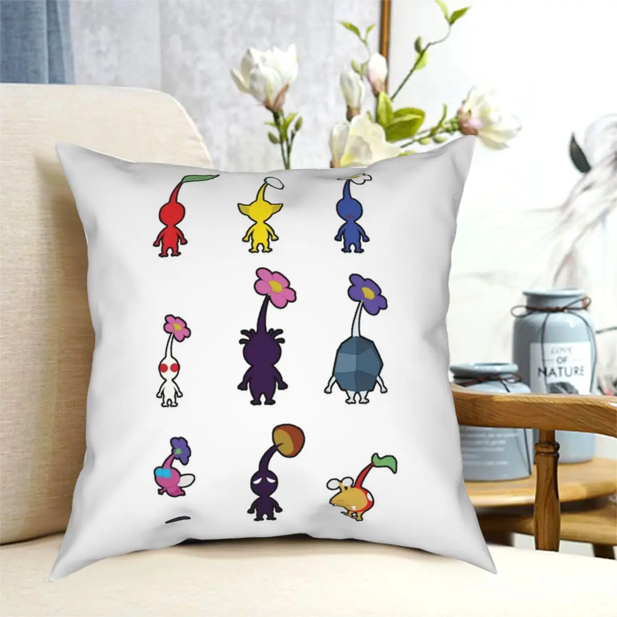 Pikmin Fauna Square Pillowcase Polyester Pattern Zip Decorative Throw Pillow Case Room Cushion Cover 18