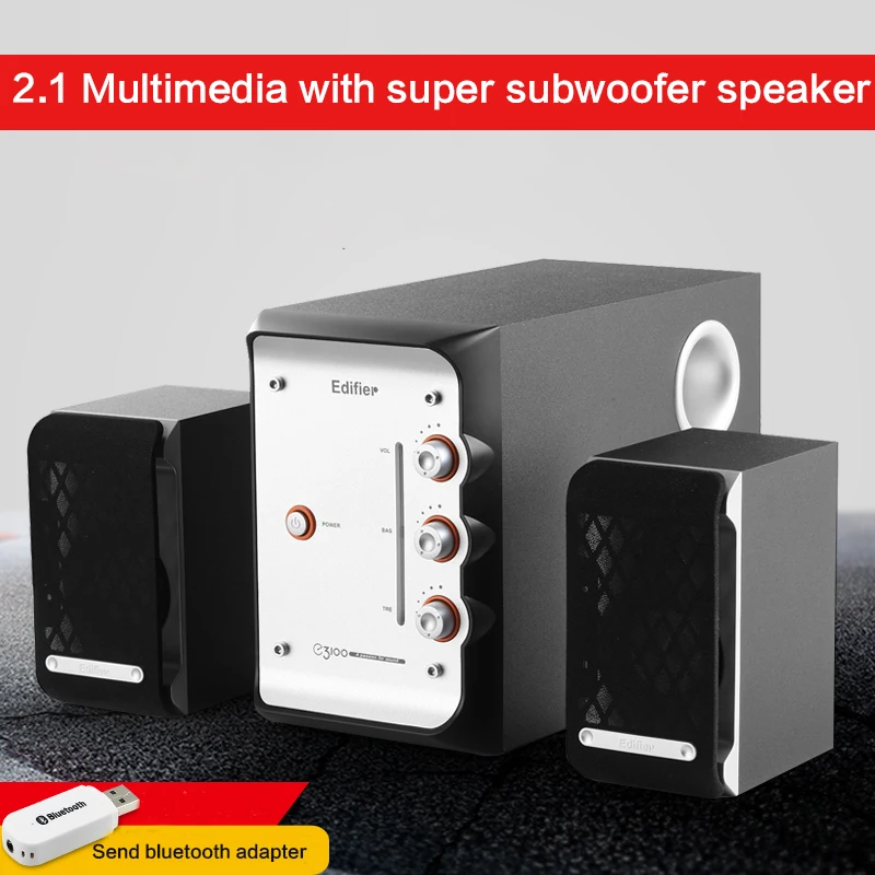 8W*2+10W Subwoofer Speaker E3100 Speaker Desktop Computer Multimedia Audio Home Audio Speaker with RCA/USB Interface