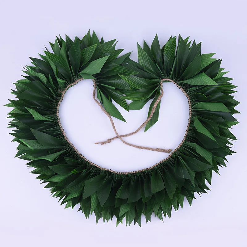 25pcs/lot Artificial Ti Leaves Handmade Braiding Tongan Style Kahoa Lei Hawaii Party Hula Dancer Decoration Women Necklace