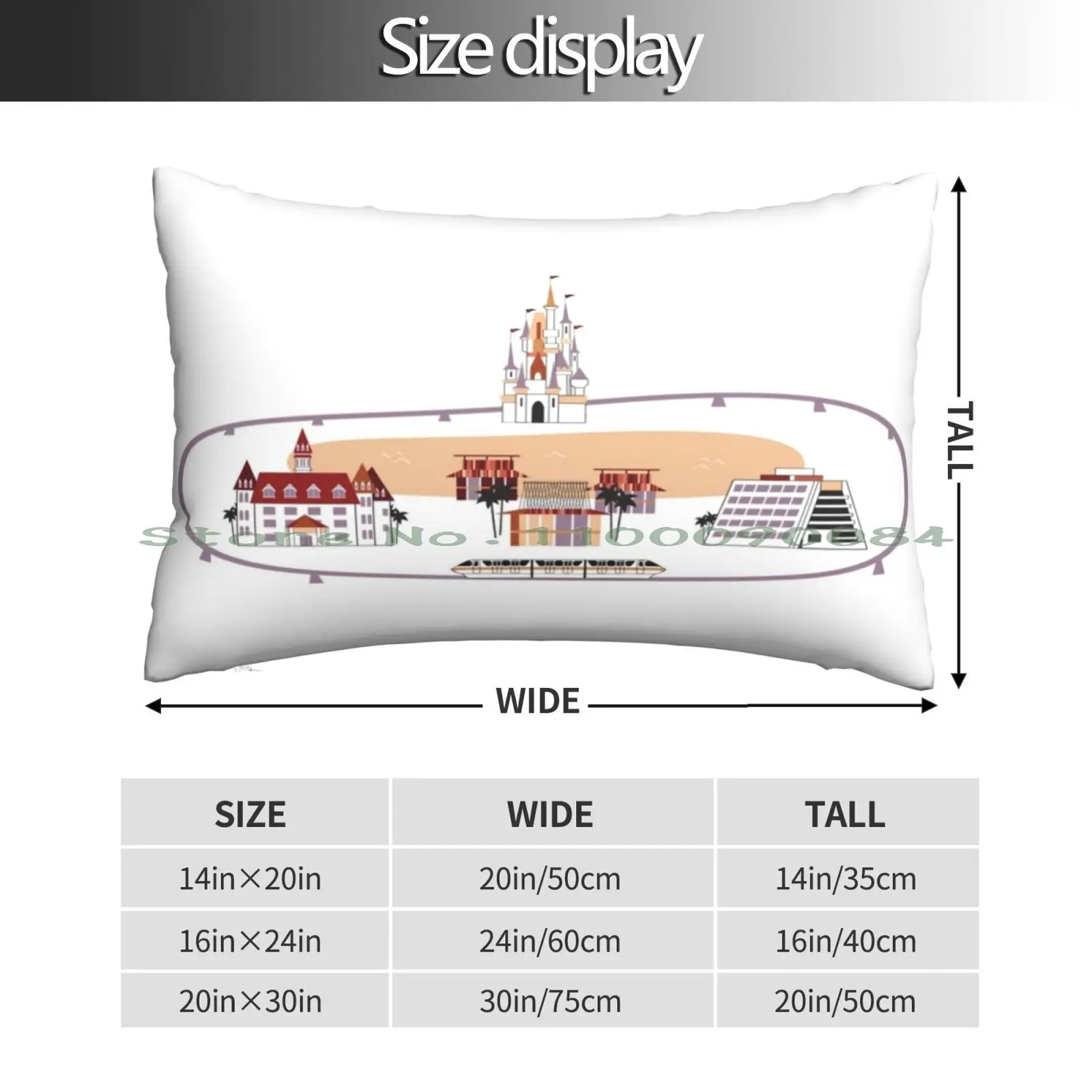 Monorail Loop Pillow Case 20x30 50*75 Sofa Bedroom Walt World Retro Monorail Polynesian Grand Floridian Contemporary Monorail