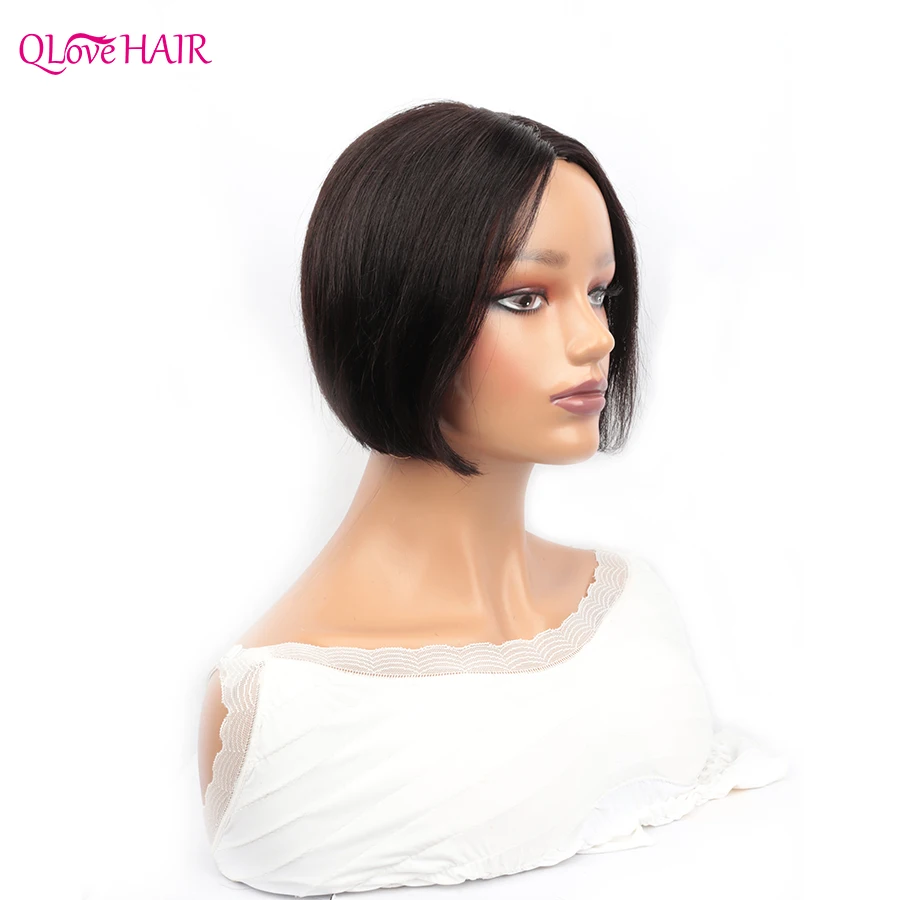 

T Part Lace Human Hair Wigs Brazilian Pixie Cut Machine Made Human Hair Wigs For Women Natural Brown Short Straight Bob Wig