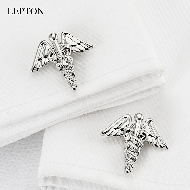 Hot Caduceus Medical Cufflinks For Men Classic Male Medical Student MD Physician Lepton Fashion trend  Cufflink Drop Shipping