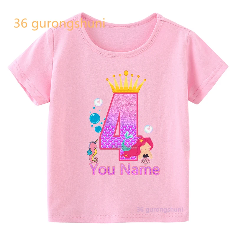It’s My 8th 4 5 6 old Birthday Cartoon T Shirt Girls graphic T Shirts children Pink t-shirts Kids Clothes girl clothing T-shirt