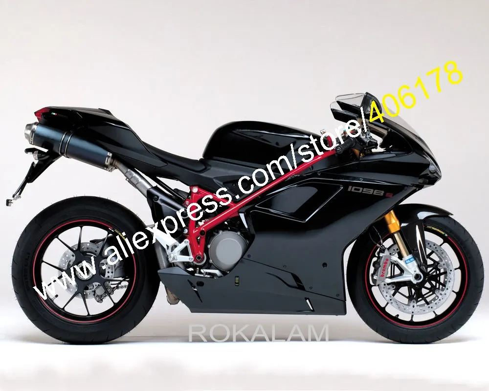 

Motorbike Aftermarket Kit Fairings For Ducati 848 1098 1198 07-11 2007-2011 All Black Bodywork Body Part Kit (Injection Molding)