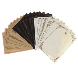 Papel de carta con diseño de flores Vintage, papel de escritura marrón Kraft, bloc de dibujo, Bloc de bocetos, papelería, 8 hojas