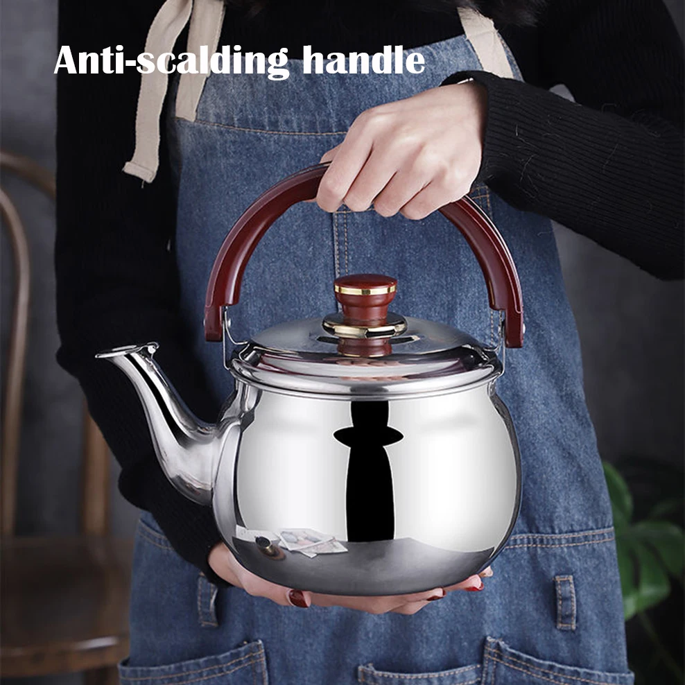 1L Stainless Steel Whistle Kettle Thicken Large Capacity Boiling Water Kettle Beep Reminder Teapot Suitable For Induction Cooker