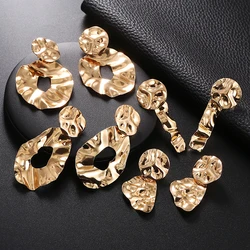 JIOFREE Vintage PUNK Clips Earrings for Women Gold Color Geometric Statement Earring Metal Hanging Fashion ear clip Jewelry