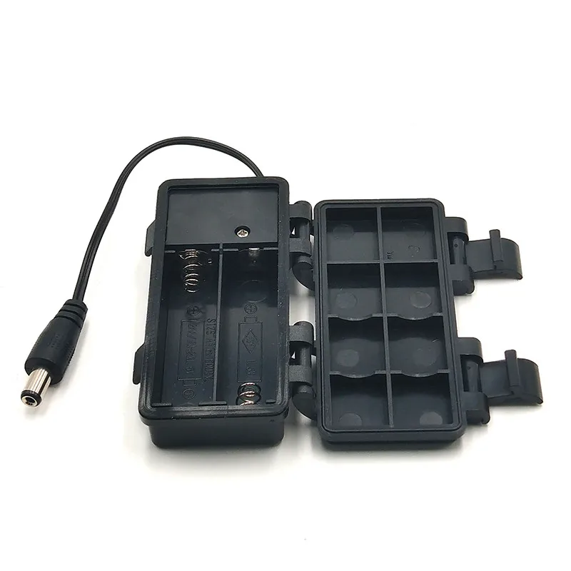 

400pcs/lot Waterproof Battery Holder Storage Box Case with DC5.5*2.1mm Plug 2 x 1.5V AA Batteries Shell with ON OFF