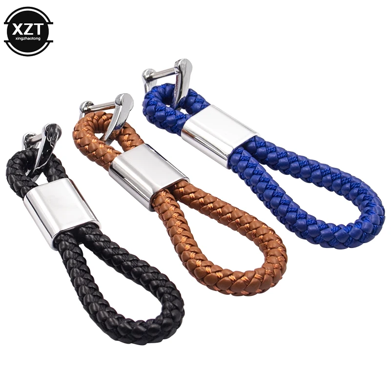 Leather Hand Woven Keychain Metal key rings Chains Best Gifts Car Key Holder For Car Interior Accessories Keyring