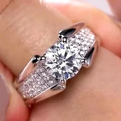 Huitan Newest Women Wedding Engagement Finger Rings Dazzling Round CZ Stone Elegant Accessories Bridal Fashion Jewelry Wholesale