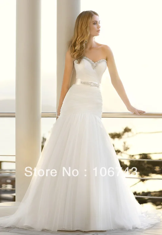 vintage free shipping customized 2021 new style Sexy bride crystal sashes white mermaid maxi long Bespoke Wedding Dresses