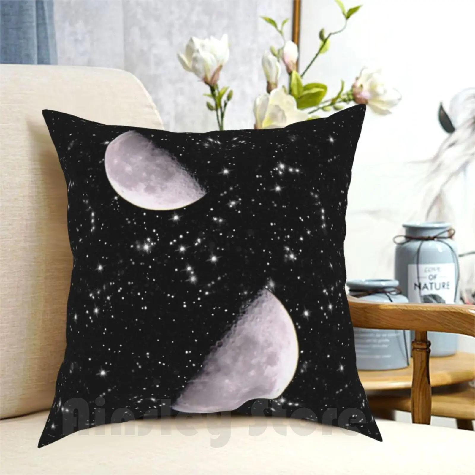 Moons Pillow Case Printed Home Soft DIY Pillow cover Collage Moon Stars Sky Planets Galaxy Moons Kids Astrology Astronomy