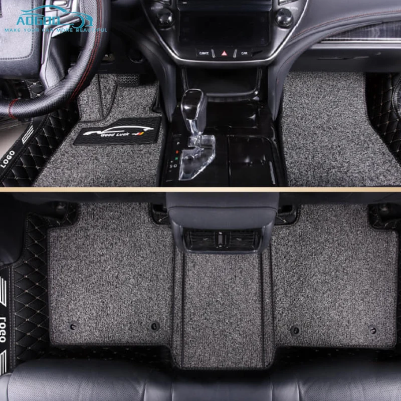 

Car Floor Mats Double Layer Custom Auto Foot Pads Automobile Carpet Cover Wire Interior Floorliner 5-Seat