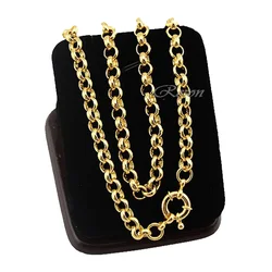 1pcs 6mm  Men Women Rolo Jewelry Gold Color Chain Necklace Jewelry Sailor Clasp Long 45cm-80cm