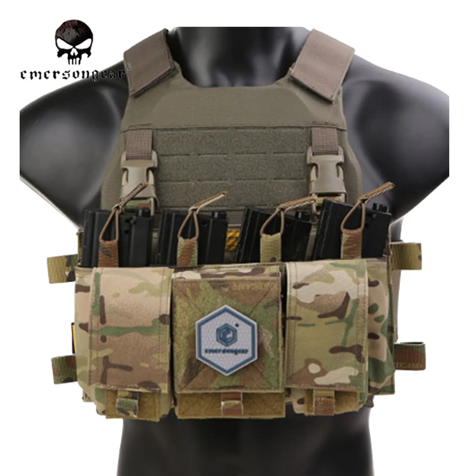 

Emersongear-MF Style Quad 5.56 Magazine Bag, Mag Pouch for Tactical Chest Rig Vest, Compatible with Placard, EM7367