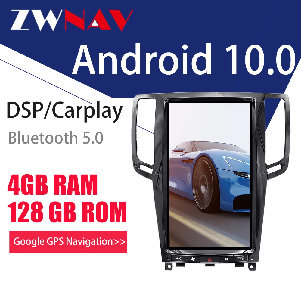 

ZWNAV Android 10 PX6 4G128G Тесла экран Carplay для 2007-2013 Infiniti G25 G37 блок Авто аудио стерео радио рекордер