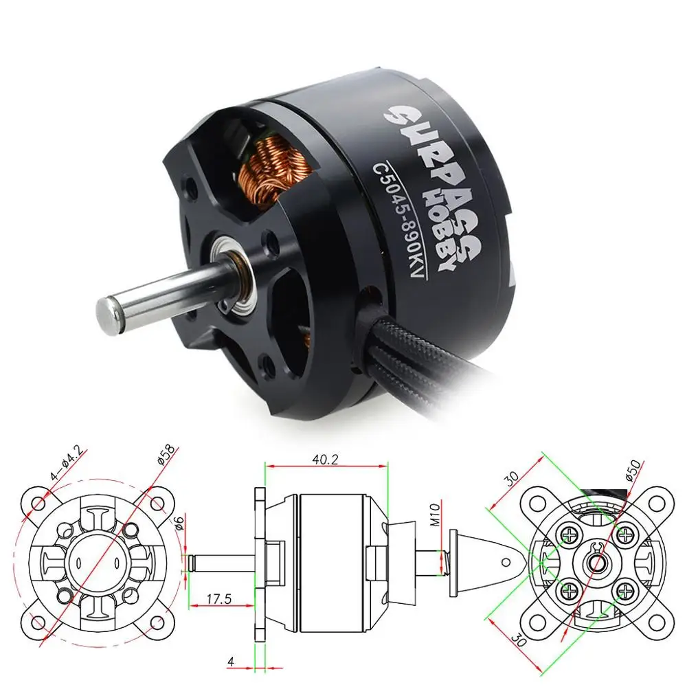 SURPASS HOBBY C5045 9T 5045 890KV Brushless Motor for RC Airpalne Aircraft Multicopters RC Plane Helicopter RC Model Parts