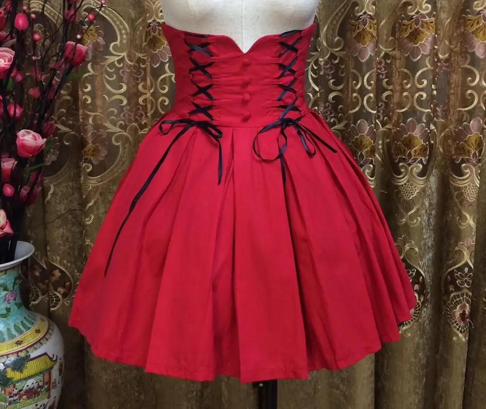 Jupe Lolita taille haute, style gothique, japonaise, douce, style victorien, kawaii, été