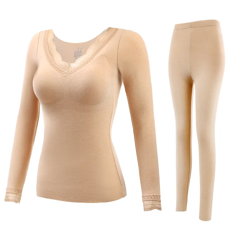 2 pcs in set New Long Underwear Winter Female Thermal Clothing Sexy Women Ladies Winter Soft Warm Top Shaping Thermal Underwear