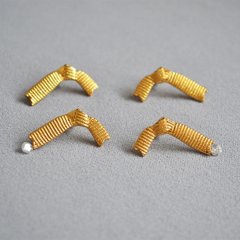 

CMajor модные ювелирные изделия из латуни Золотой бант изысканная простота темперамент 925 Серебряные иглы золотой цвет Висячие серьги для женщин