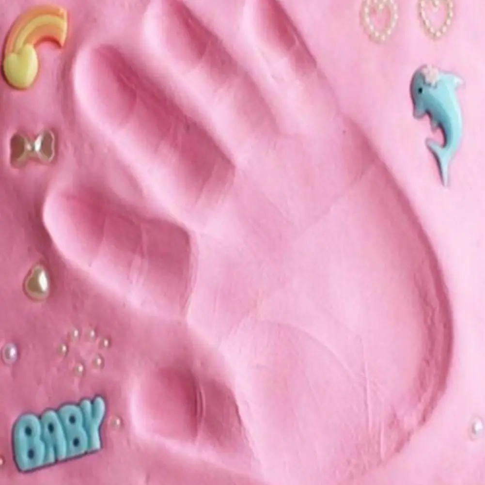 Confezione di argilla morbida Baby Handprint impronta Kit impronta genitore-figlio mano Inkpad impronta digitale regali per la crescita del bambino argilla per asciugatura all'aria