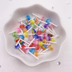 Resin Kawaii Colorful 3D Mini Lollipop Flatback Cabochon Stone 30PCS Scrapbook DIY Decor Home Candy Food Figurine Crafts OH653