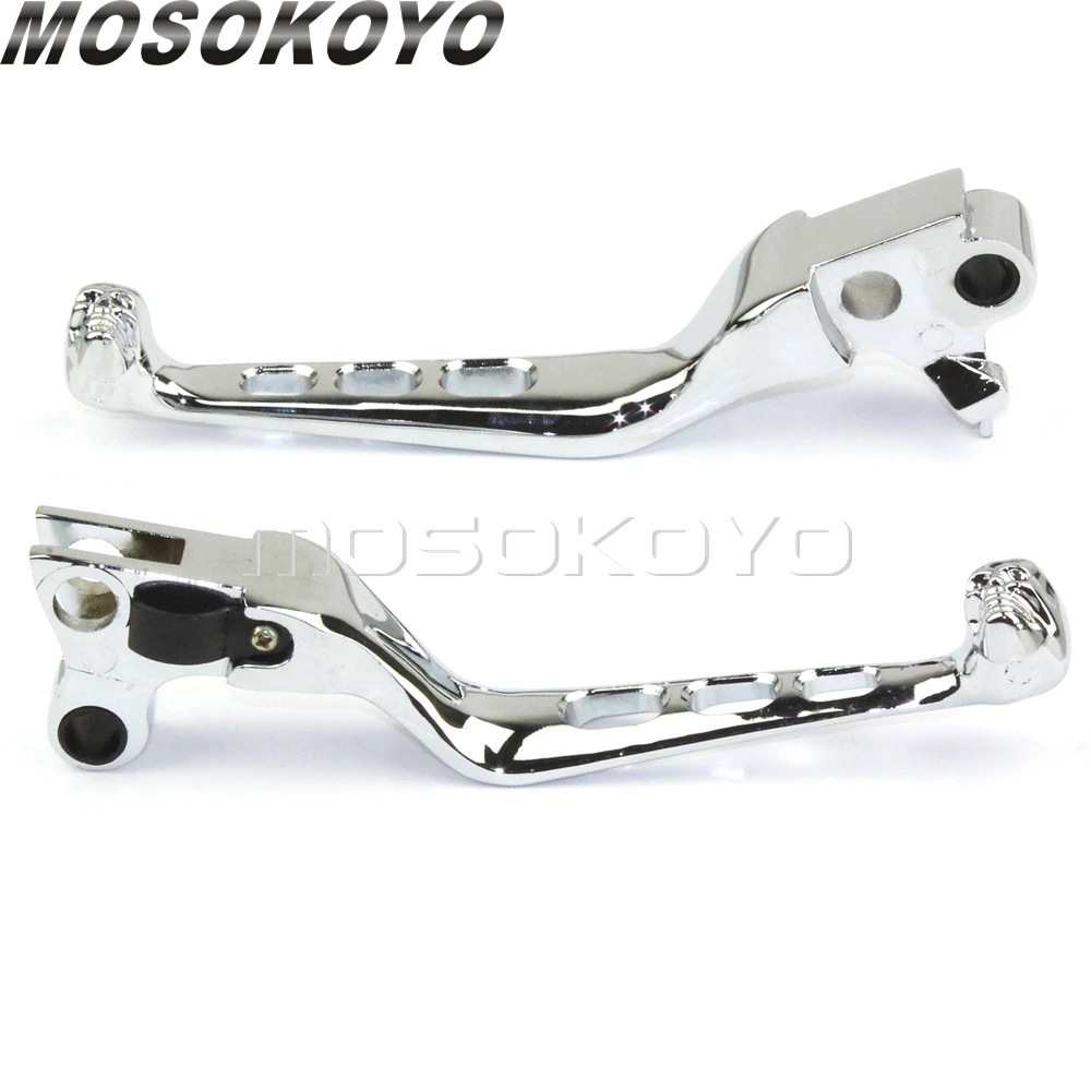 Chrome Motorcycle Skull Brake Clutch Hand Control Levers For Harley Custom Softail Dyna Sportster XL 883 1200 Fat Boy Street Bob