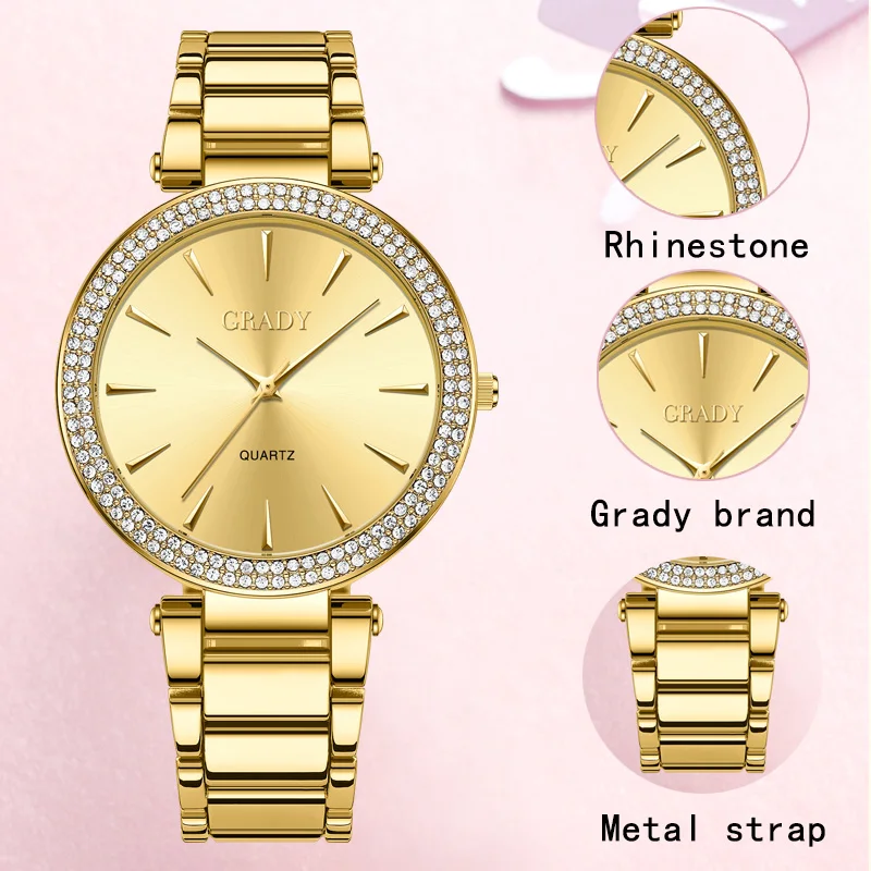 Luxury woman watch gold watch women free shipping luxe femme Gift for wife diamond watch quartz watches wristwatches for ladies