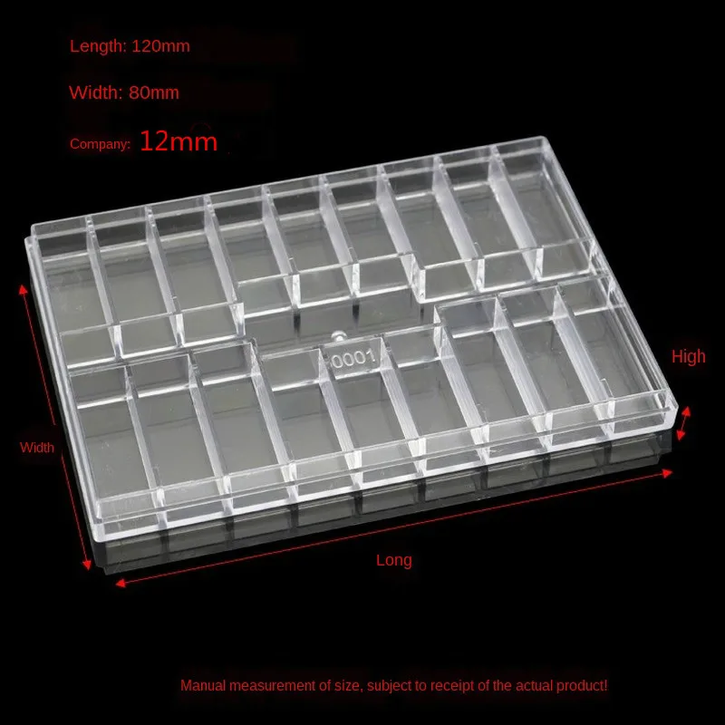 Toolbox 19 Grids Nail Decoration Accessories Clear Storage Box Rhinestones Beads Crystal Manicure Tool Display Container Case