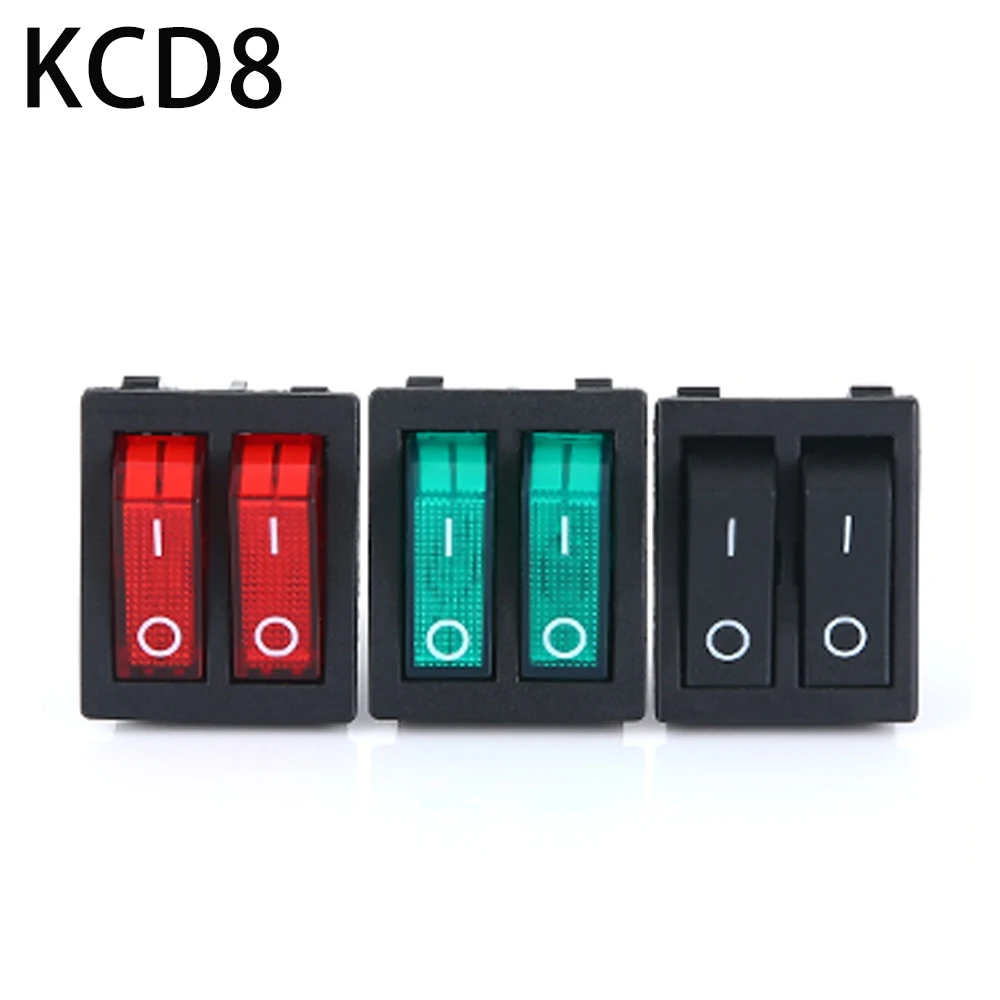 KCD8 6PIN Rocker Switch Power Switch Duplex ON-OFF 2Position 6 Pins With Light 16A 250VAC/ 20A 125VAC