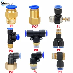 Conector pneumático do ar encaixe pc/pcf/pl/plf 4mm 6mm 8mm rosca 1/8