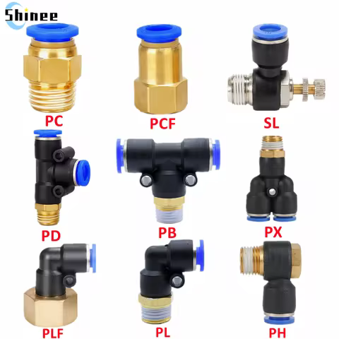 Pneumatic Air Connector Fitting PC/PCF/PL/PLF 4mm 6mm 8mm Thread 1/8" 1/4 3/8 1/2 Straight Hose Fittings Pipe Quick Connectors