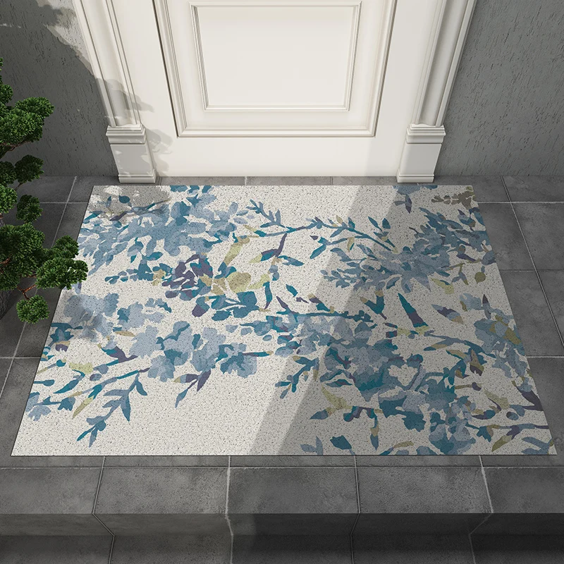 

Chinese Style Door Mat Carpet Flower Living Room Bedroom Bathroom Hallway Door Mat Anti-slip Easy Clean PVC Kitchen Mats Carpet