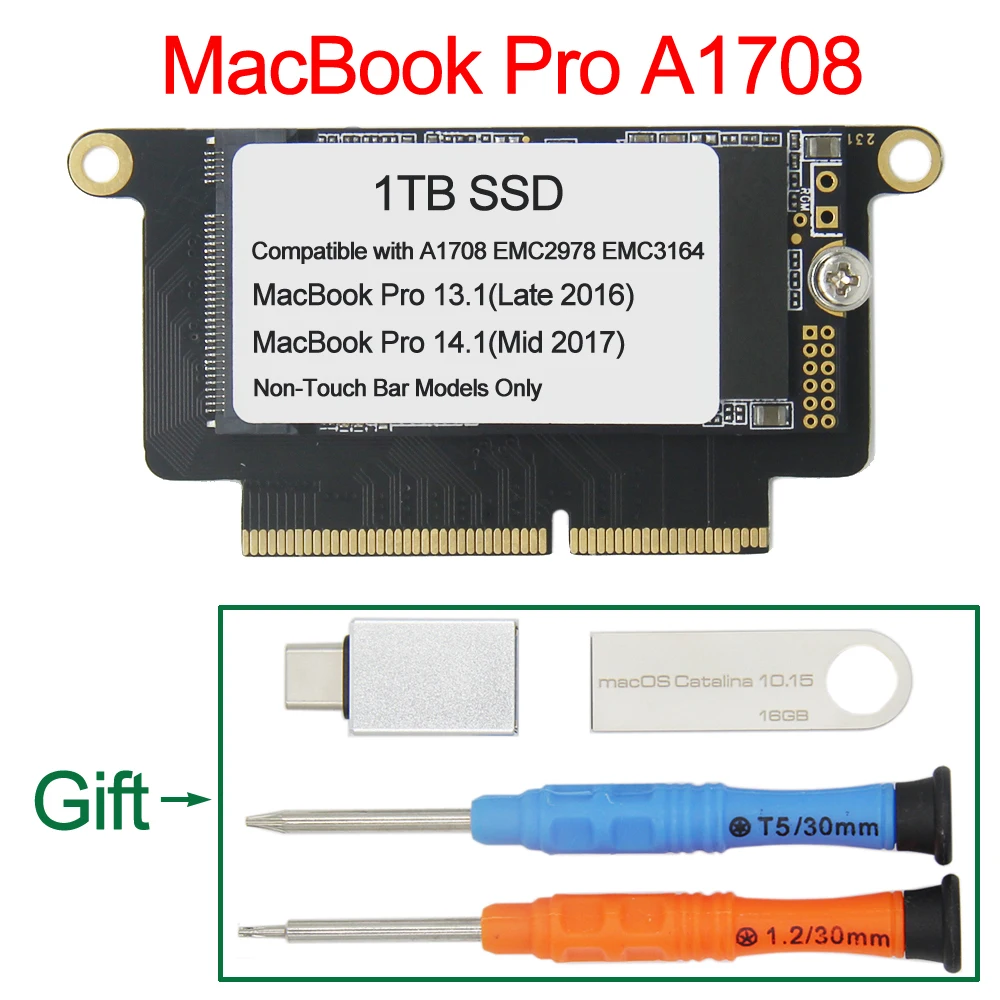 

NEW 1000GB 1TB Solid State Dirve SSD For Late 2016 13" Macbook Pro Retina A1708 Mid 2017 EMC 2978 EMC 3164 HD Capacity upgrade