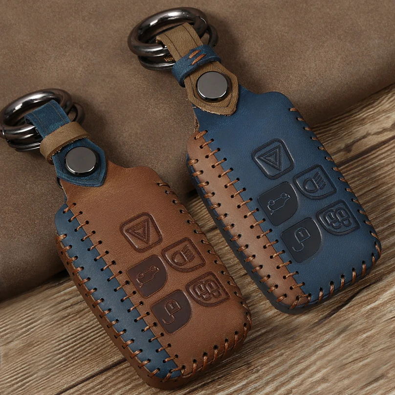 

Genuine Leather Car Key Cover Case For Land Rover Range Rover Sport Evoque Freelander2 For Jaguar XF XJ XJL XE C-X16 Keychain