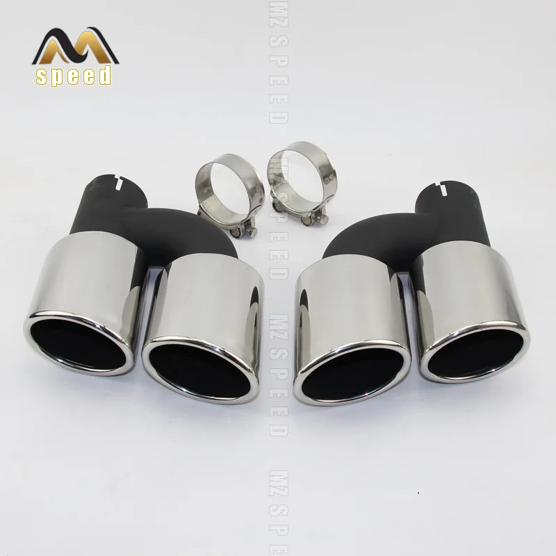 2pcs/set 1 to 2 Stainless Steel Car Rear Exhaust pipe Muffler Tip CLAMP type fit for Audi A4 A5 A6 A7 to modify S4 S5 S6 S7