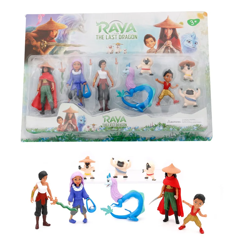 

8PCS Set Raya and The Last Dragon Action Figure Toys Sisu Boun Namaari Noi Prop Collection Cake Ornaments Kids Toy