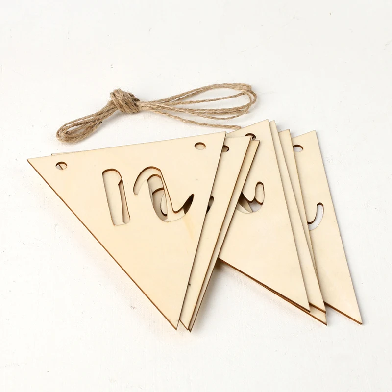 Wooden Eid Mubarak Banner Bunting Islamic Muslim Hajj Festival Party Ramadan Decor DIY Wood Craft Hanging Ornament Garland
