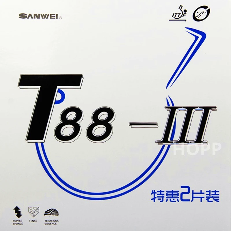 SANWEI T88 III (T88-3) Table Tennis Rubber (Half-sticky, loop) with Sponge Pimples In SANWEI Ping Pong Rubber