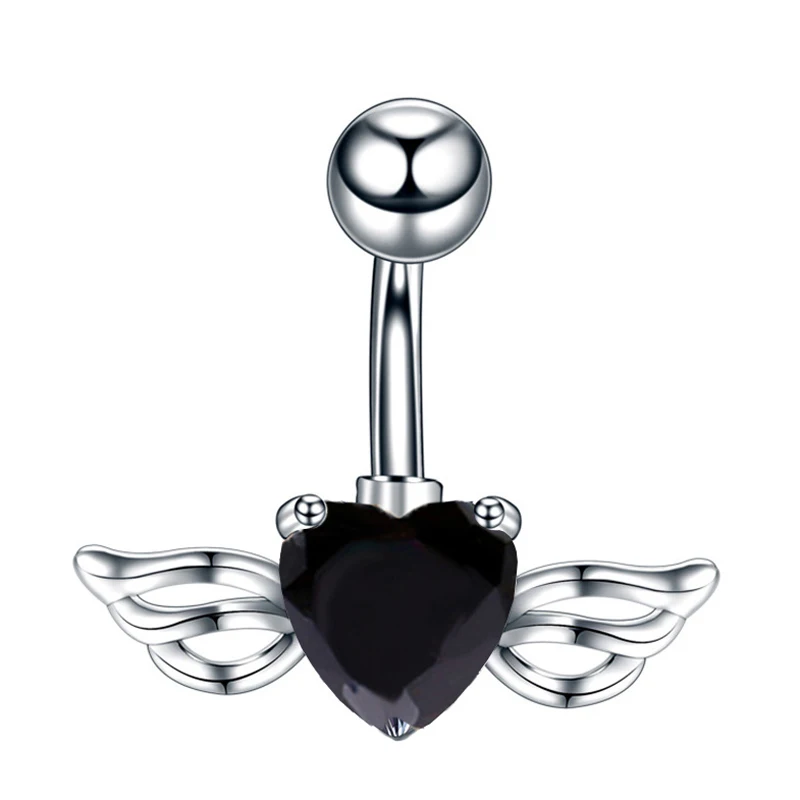 14G Stainless Steel Crystal Pendant Belly Button Rings Sexy Navel Piercing Ombligo Nombril Black Navel Ring Women Body Jewelry