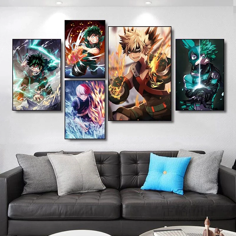 Janpnese Anime My Hero Academia Canvas Poster Wall Art Print High Quality Painting Picture for Living Room Bedroom Home Decor