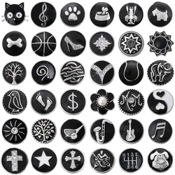 5pcs/lot Wholesale Snap Button Jewelry Mixed Black Metal 18mm Snaps with Rhinestone Button for 18mm Snap Bracelets Bangles