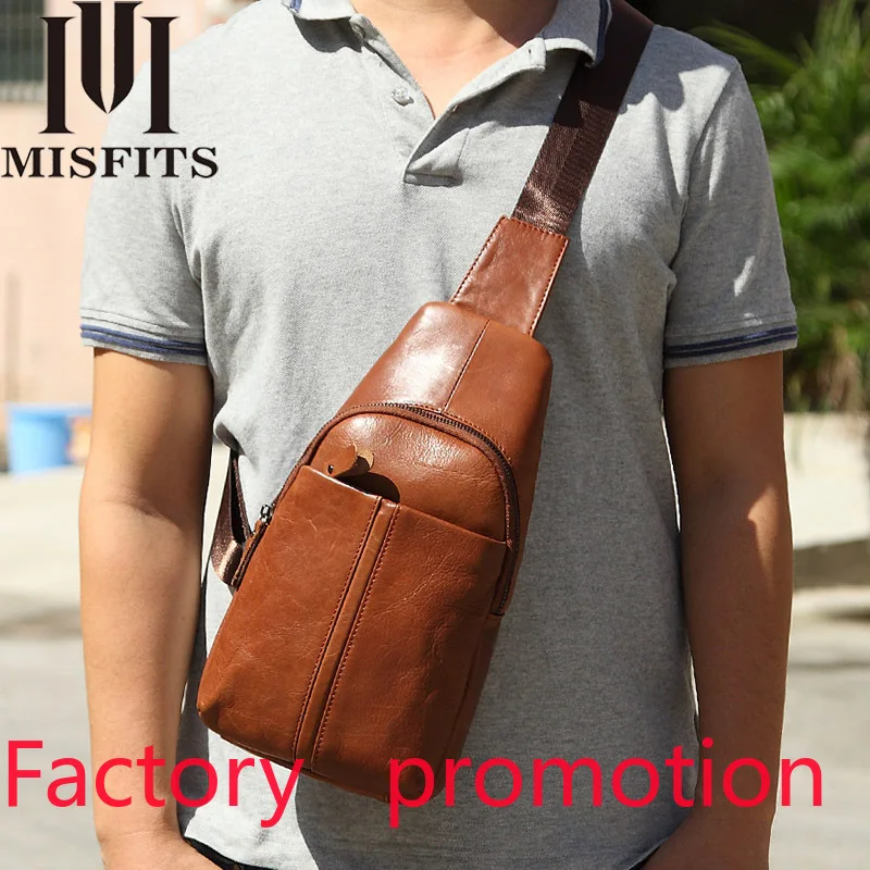 Factory Direct Men's Retro Outdoor Running Mountaineering Shoulder/Crossbody Bag Korean-Style Casual Fashion Leather Chest Bag