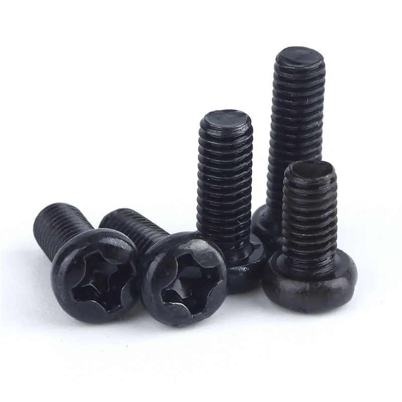 50pcs M1 M1.2 M1.4 M1.6 M2 M2.5 M3 M4 Mini Micro Small Light Black  304 Stainless steel Cross Phillips Pan Head Screw Round Bolt