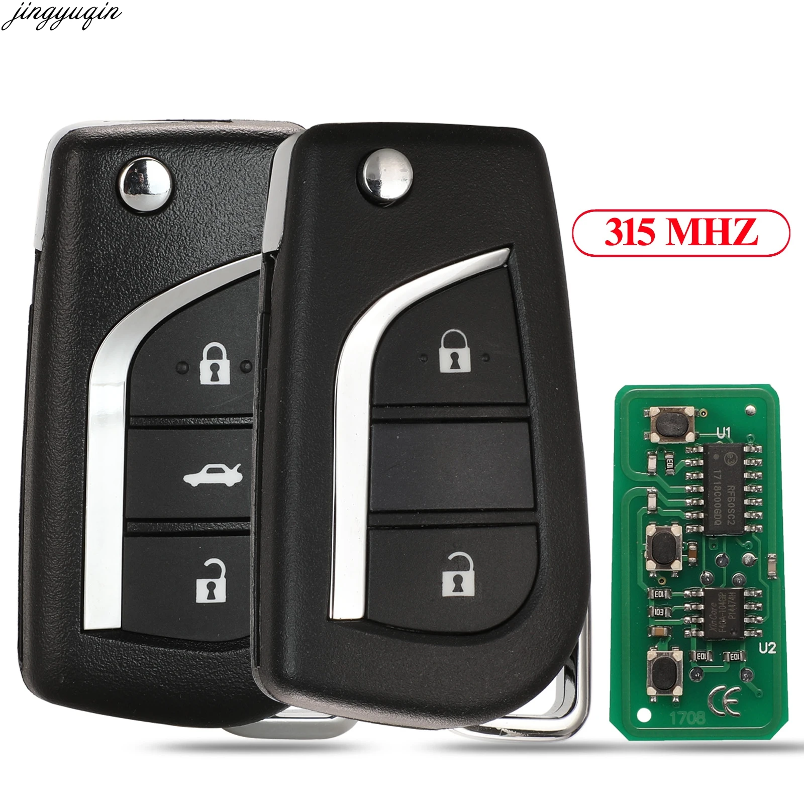 

Jingyuqin Remote Flip Folding Car Key 315Mhz No Chip For TOYOTA Corolla RAV4 Levin Camry Reiz Highlander 2/3 Buttons