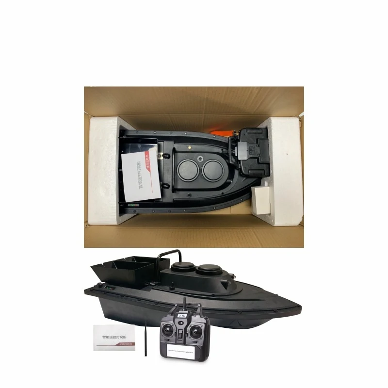 Grande doppia tramoggia Smart Wireless Control RC Bait Boat 2.4G 55CM 500M barca da pesca con esca RC ad alta velocità a doppia luce a lunga distanza