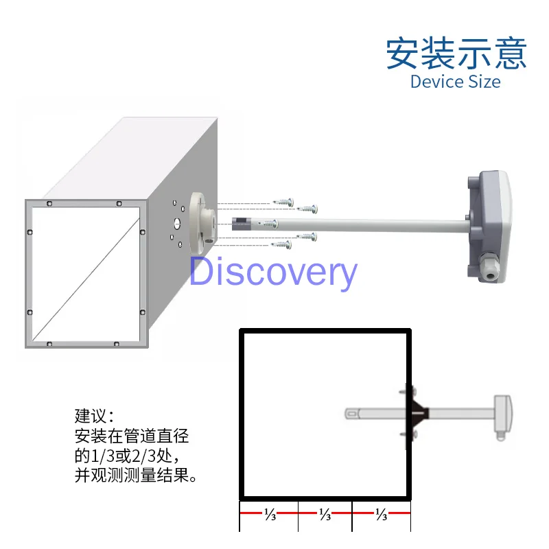 جهاز إرسال مُستشعر سرعة الرياح في خط الأنابيب عالي الدقة 0.02% أداة قياس الهواء المدني RS485