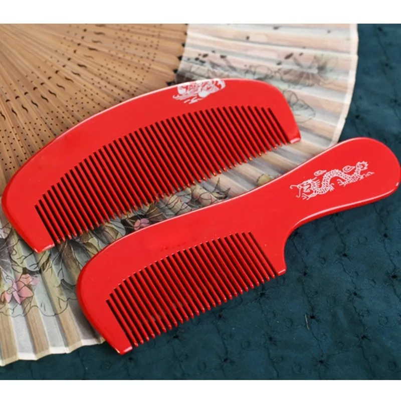 2 wooden hairbrush Pack Wedding Supplies Bride Dressing Wood Comb Red Pure Mahogany Hairbrush Anti Static On Combs Tweezers